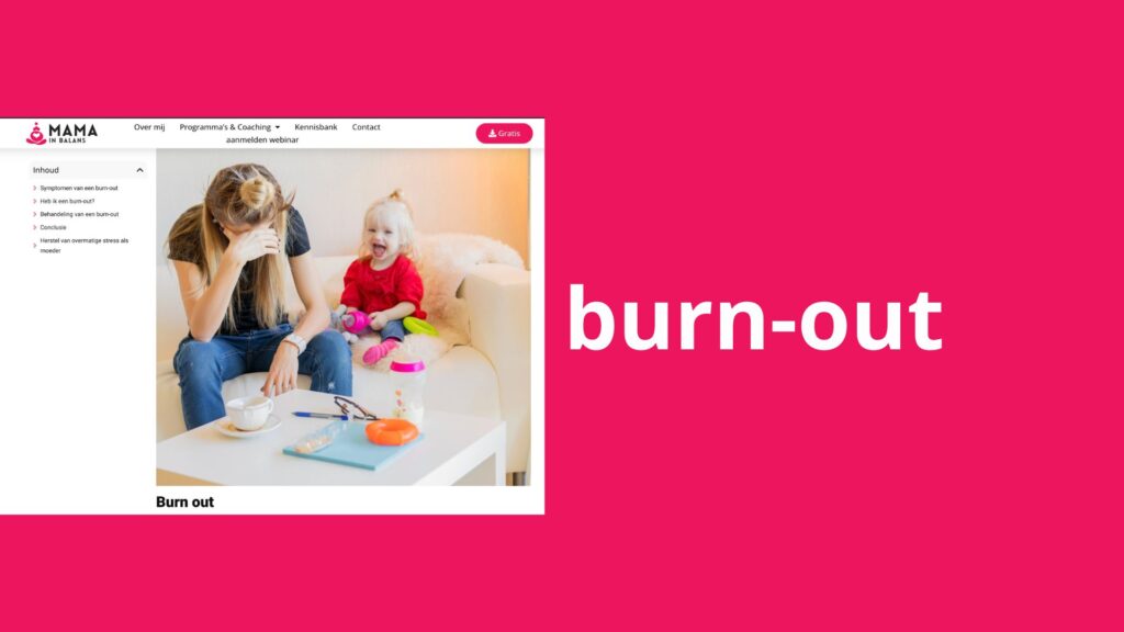 Afbeelding met daarop: het woord burn-out met daarnaast een blog over "burn-out"