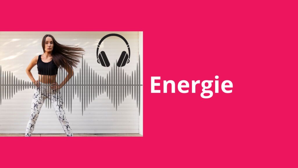 Afbeelding met daarop: het woord energie met daarnaast een audio afbeelding