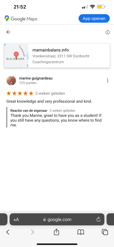 Review google "great knowledge, very professional and kind"